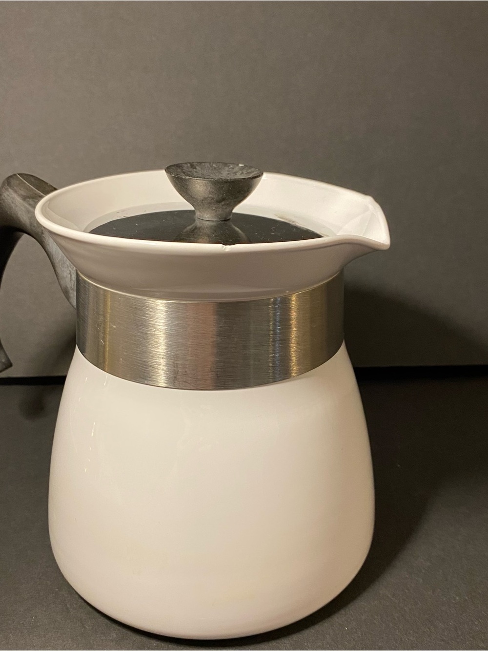 Vintage Corningware Centura Carafe White Crafe with Stainless accent and lid